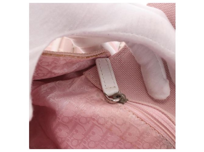 Borsa a Spalla Christian Dior Trotter Canvas Rosa Argento Auth BA13589A - vista 22