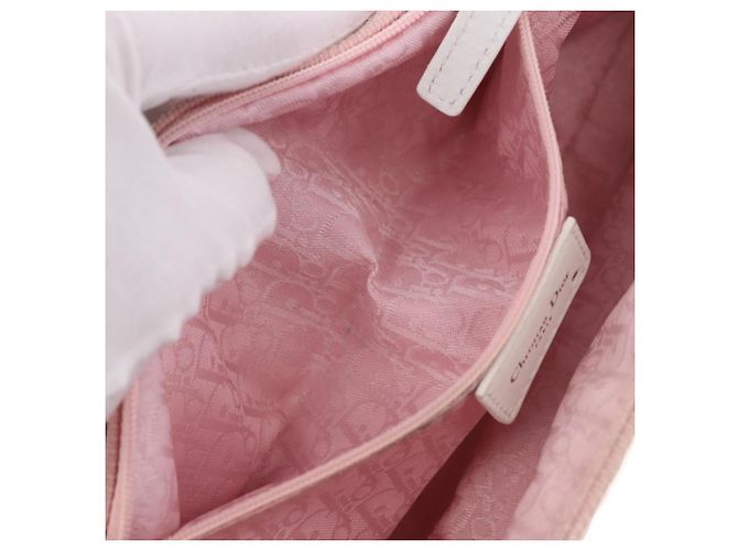 Borsa a Spalla Christian Dior Trotter Canvas Rosa Argento Auth BA13589A - vista 23