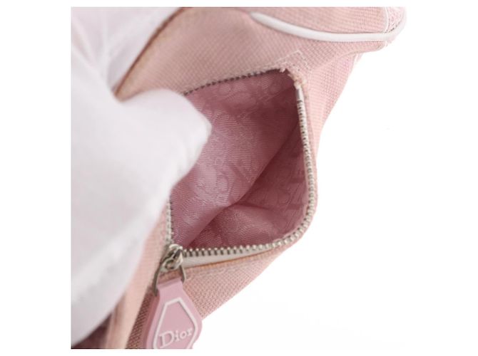Borsa a Spalla Christian Dior Trotter Canvas Rosa Argento Auth BA13589A - vista 24
