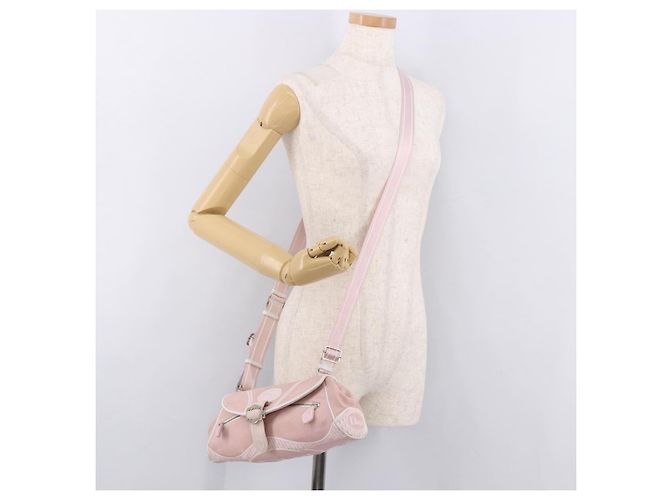 Borsa a Spalla Christian Dior Trotter Canvas Rosa Argento Auth BA13589A - vista 25