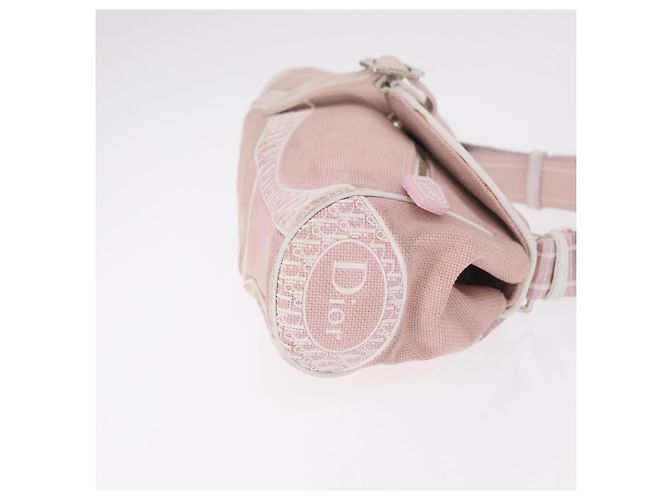 Borsa a Spalla Christian Dior Trotter Canvas Rosa Argento Auth BA13589A - vista 3