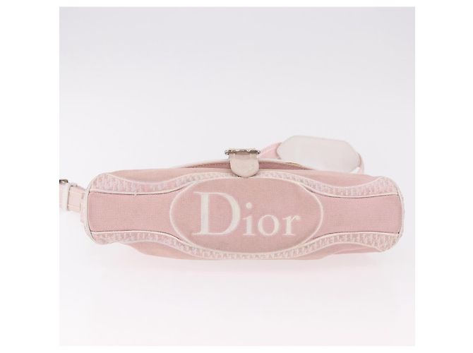 Borsa a Spalla Christian Dior Trotter Canvas Rosa Argento Auth BA13589A - vista 5