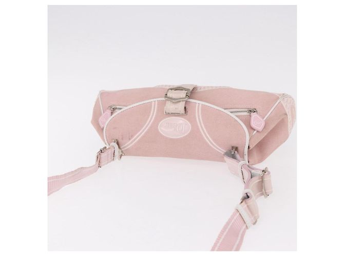 Borsa a Spalla Christian Dior Trotter Canvas Rosa Argento Auth BA13589A - vista 6