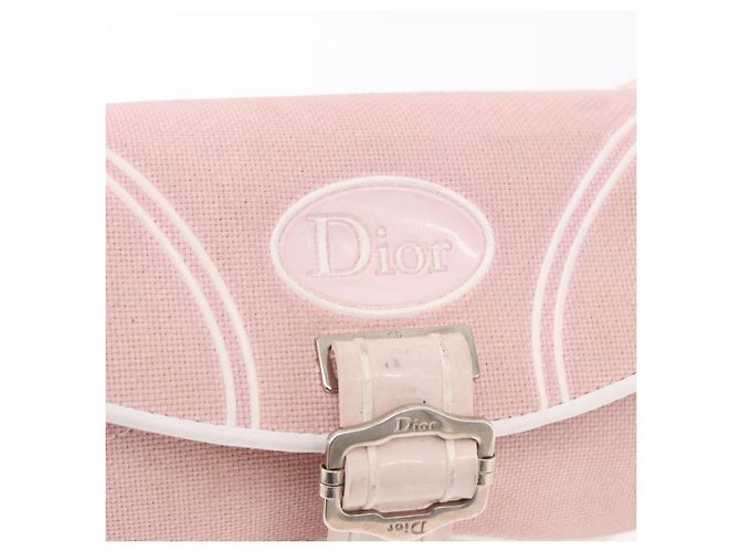 Borsa a Spalla Christian Dior Trotter Canvas Rosa Argento Auth BA13589A - vista 9