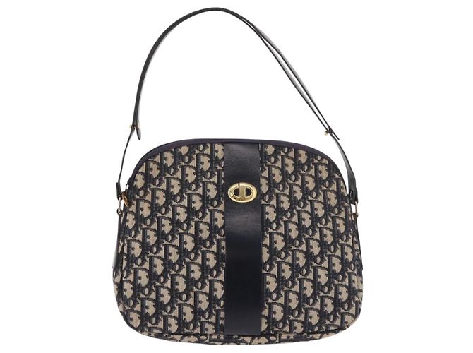 Borsa a tracolla Christian Dior Trotter Canvas Navy Gold Auth 189386A D'oro Blu navy - vista 13