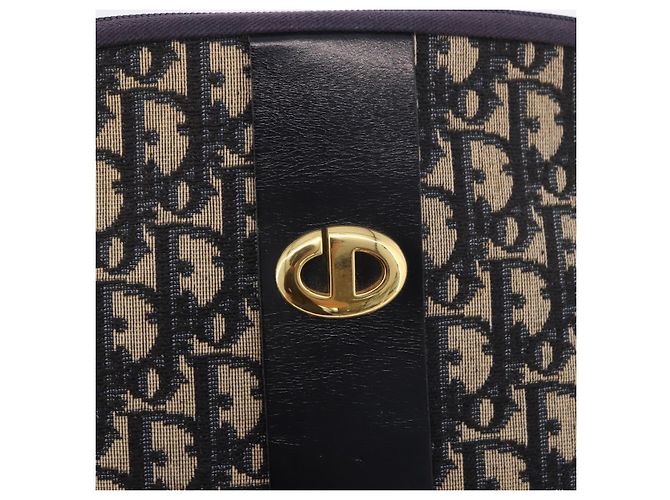 Borsa a tracolla Christian Dior Trotter Canvas Navy Gold Auth 189386A D'oro Blu navy - vista 17