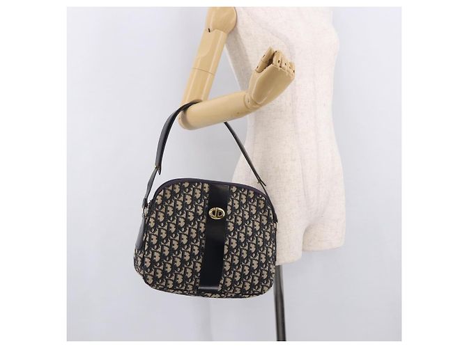 Borsa a tracolla Christian Dior Trotter Canvas Navy Gold Auth 189386A D'oro Blu navy - vista 20