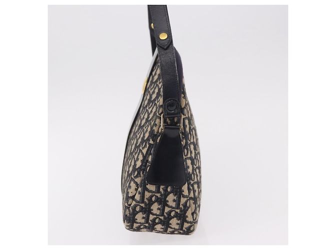 Borsa a tracolla Christian Dior Trotter Canvas Navy Gold Auth 189386A D'oro Blu navy - vista 3