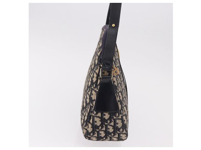 Borsa a tracolla Christian Dior Trotter Canvas Navy Gold Auth 189386A D'oro Blu navy - vista 4
