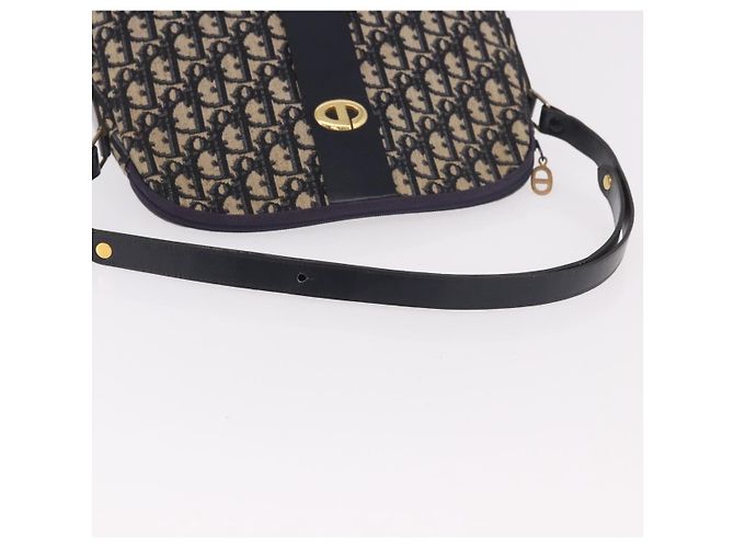 Borsa a tracolla Christian Dior Trotter Canvas Navy Gold Auth 189386A D'oro Blu navy - vista 7