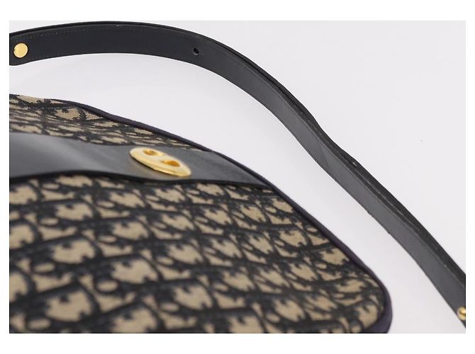 Borsa a tracolla Christian Dior Trotter Canvas Navy Gold Auth 189386A D'oro Blu navy - vista 8
