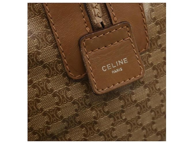 Céline Borsa Boston CELINE Macadam Canvas PVC Beige Oro Auth gh2046 D'oro - vista 17