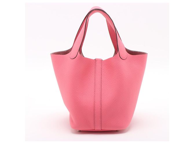 Hermès Borsa a secchiello Picotin 18 in pelle Taurillon Clemence Rose Azalee Rosa - vista 2