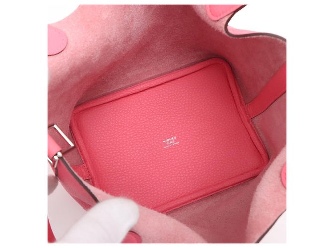 Hermès Borsa a secchiello Picotin 18 in pelle Taurillon Clemence Rose Azalee Rosa - vista 7