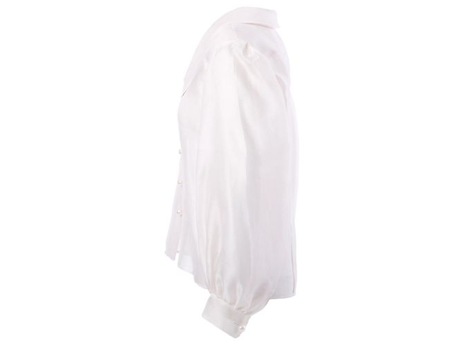 Blusa in seta trasparente Yves Saint Laurent Rive Gauche Crudo - vista 2