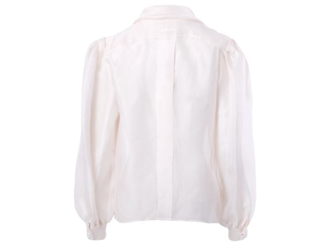 Blusa in seta trasparente Yves Saint Laurent Rive Gauche Crudo - vista 3