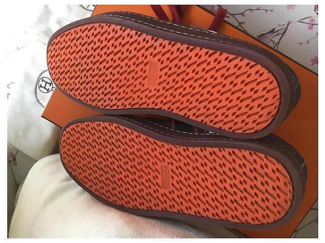 Hermès Boomerang Sneakers Pelle Bordeaux Blu 39.5 Bianco Bordò Blu scuro - vista 10