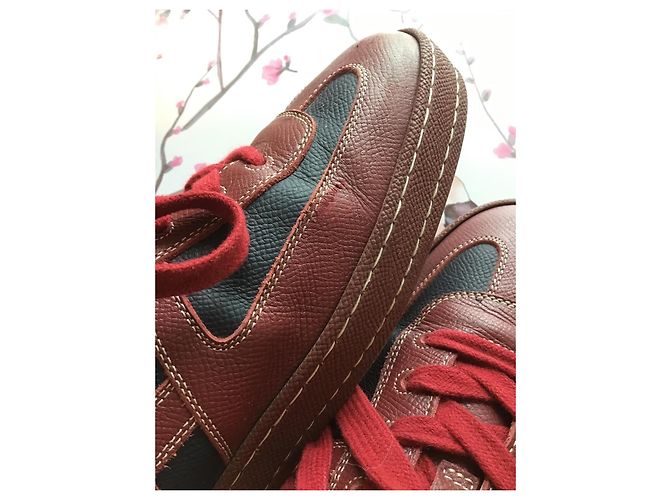 Hermès Boomerang Sneakers Pelle Bordeaux Blu 39.5 Bianco Bordò Blu scuro - vista 6