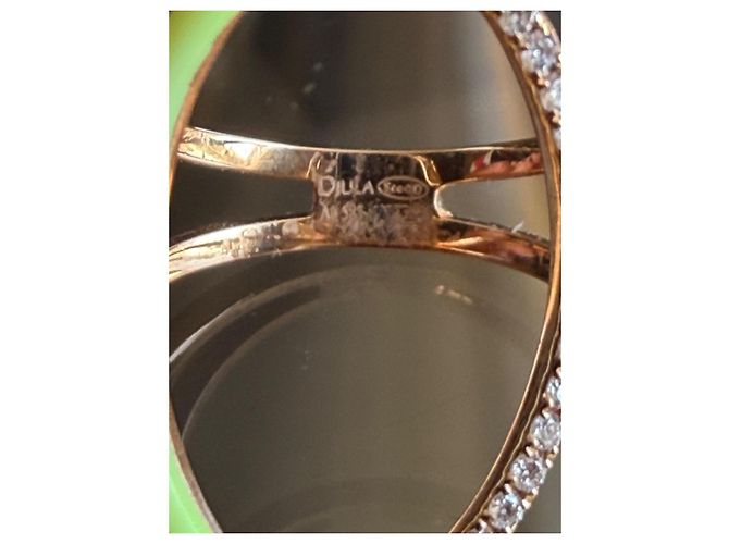 Anello Djula in oro rosa 18k e diamanti con smalto verde D'oro - vista 3
