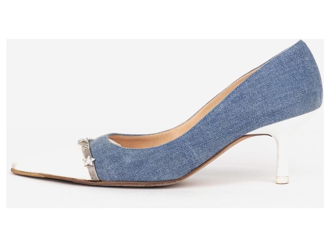 Décolleté Chanel Cap Toe CC Star Charm Kitten Heels Blu - vista 5