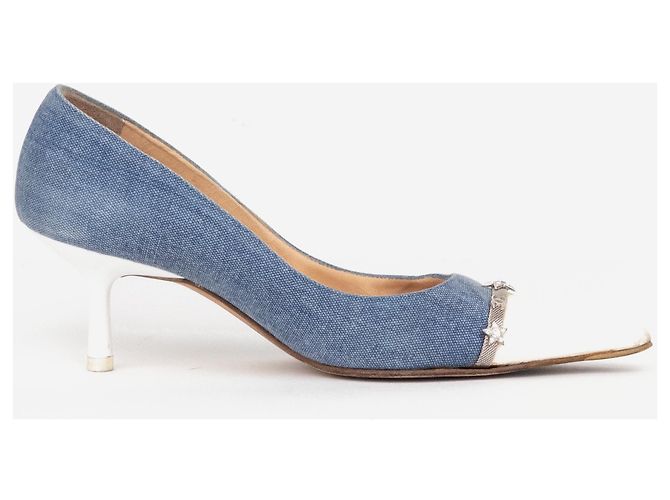 Décolleté Chanel Cap Toe CC Star Charm Kitten Heels Blu - vista 6