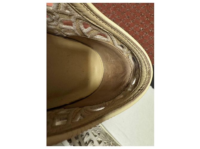 Sneakers Chanel White Perforated Textile Lace-Up EU 38 usate - vista 6