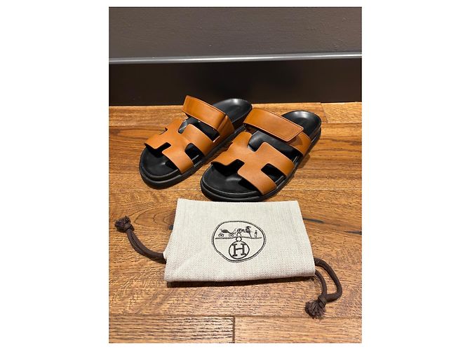 Hermès Sandali Chypre in pelle marrone - vista 5