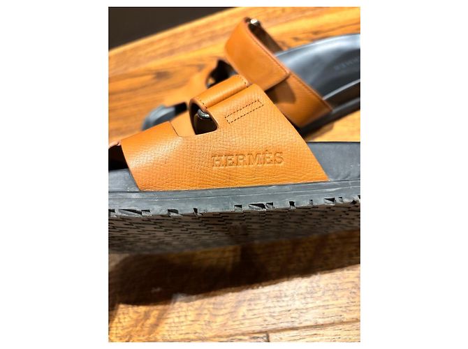 Hermès Sandali Chypre in pelle marrone - vista 6