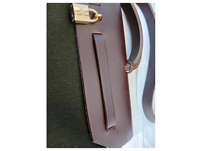 Borsa Hermès Herbag in tela e pelle marrone Verde - vista 13