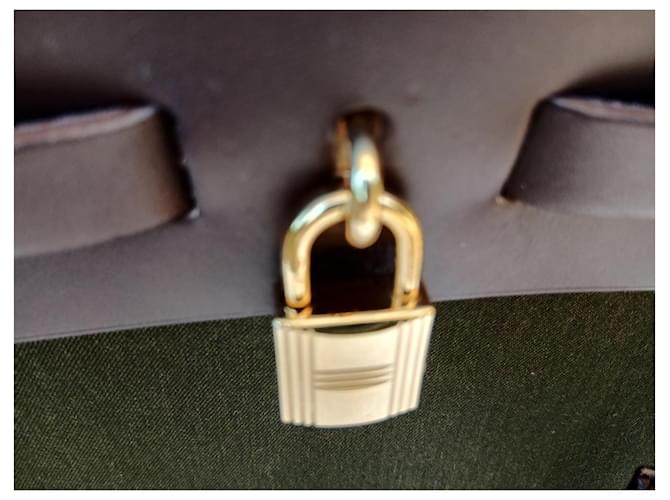Borsa Hermès Herbag in tela e pelle marrone Verde - vista 5