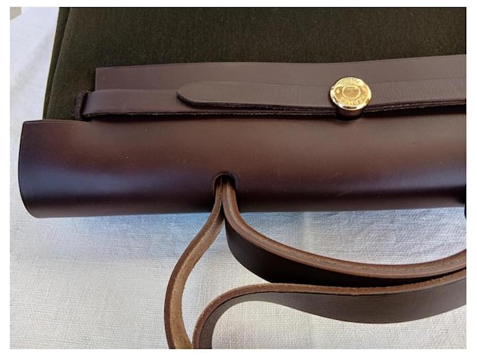 Borsa Hermès Herbag in tela e pelle marrone Verde - vista 6