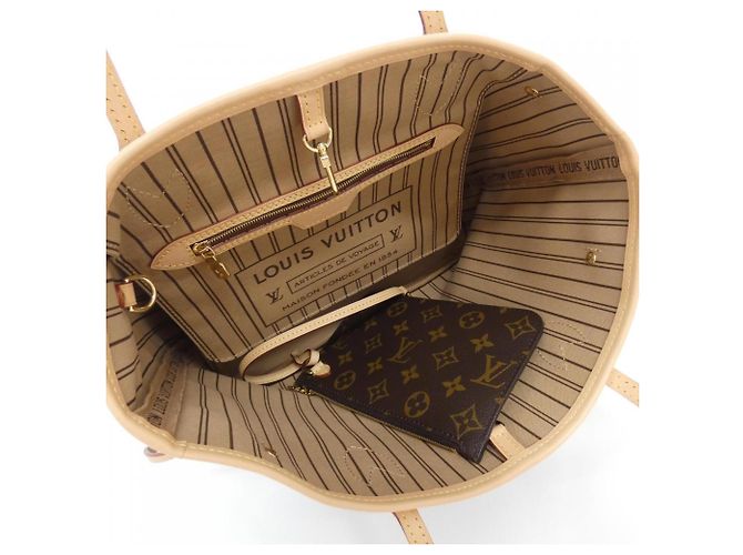 Borsa Louis Vuitton Monogram Neverfull PM Marrone Beige - vista 4