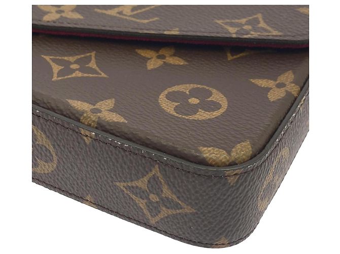 Borsa a tracolla Louis Vuitton Monogram Pochette Felicie Marrone - vista 3