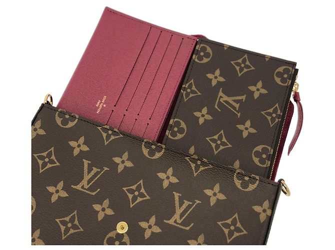 Borsa a tracolla Louis Vuitton Monogram Pochette Felicie Marrone - vista 7