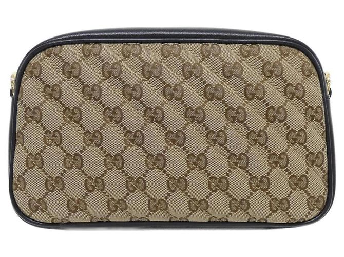 Borsa a Spalla Gucci GG Marmont Nero Beige - vista 2