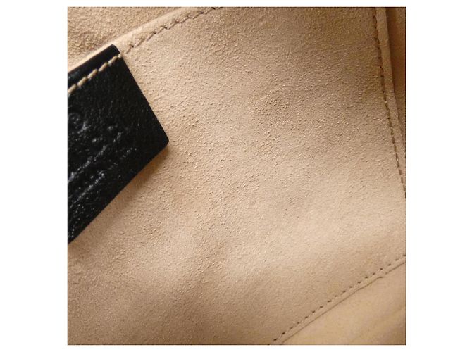 Borsa a Spalla Gucci GG Marmont Nero Beige - vista 7
