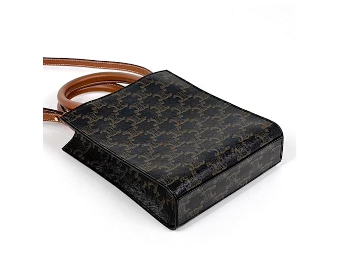 Céline Borsa Tote Celine Mini Vertical Cabas Triomphe Marrone Nero - vista 2