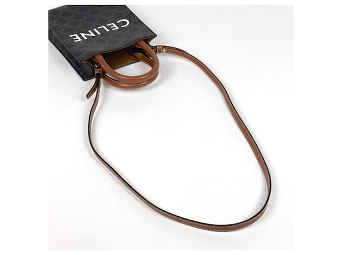 Céline Borsa Tote Celine Mini Vertical Cabas Triomphe Marrone Nero - vista 5
