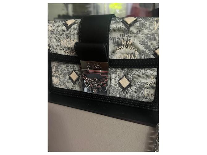 Borsa a tracolla MCM Visetos Nero Beige Grigio - vista 3