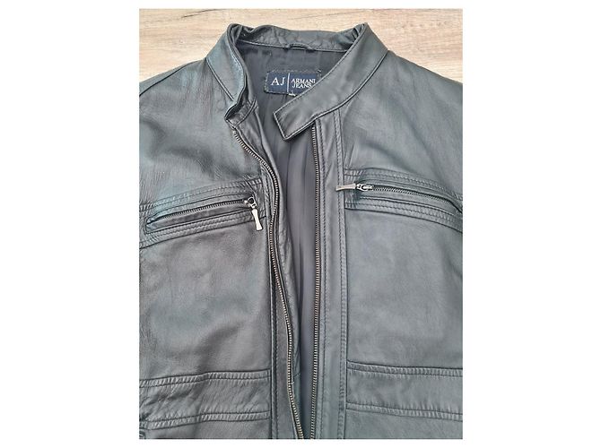Armani Jeans Lederjacke Schwarz Herren - Ansicht 3