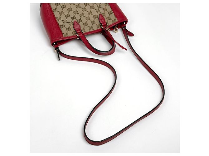 Borsa Gucci motivo GG Rosso Beige - vista 6