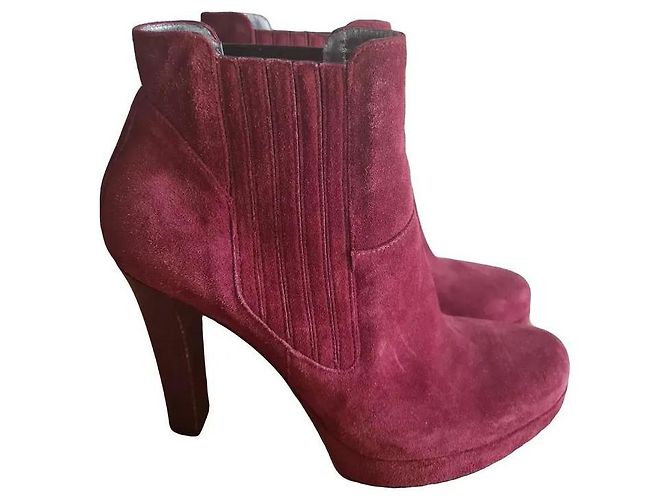 Free Lance Wine Suede Platform Ankle Boots Dark red - view 2