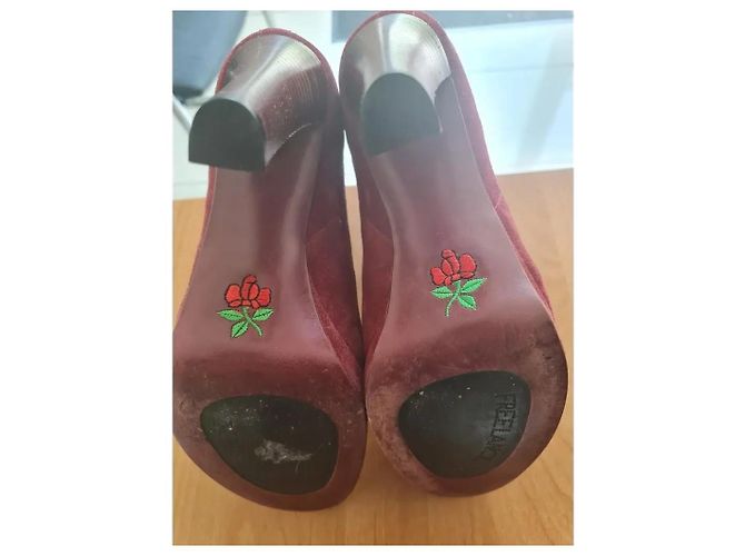 Free Lance Wine Suede Platform Ankle Boots Dark red - view 3