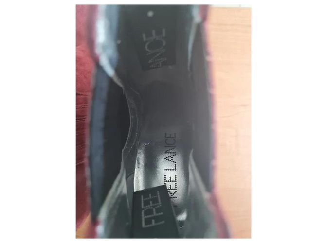 Free Lance Wine Suede Platform Ankle Boots Dark red - view 5