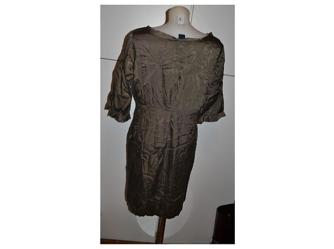 Vestido Aspesi de cupro y algodón Caqui - vista 3
