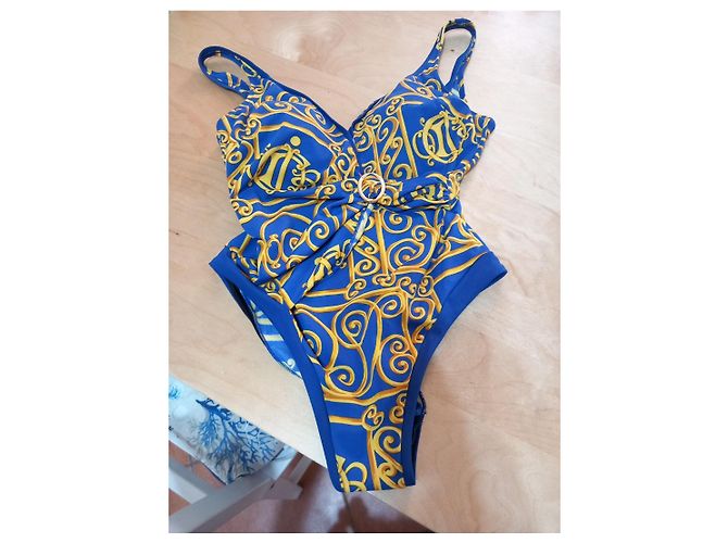 Christian Dior Costume intero Monogram Blu e Oro D'oro - vista 10