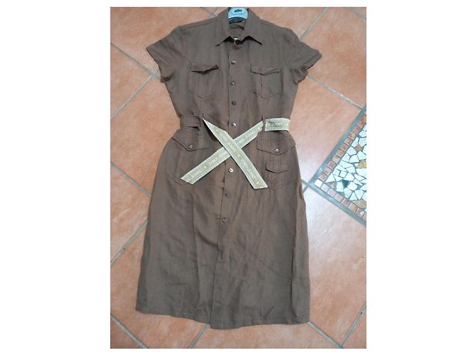 Fendi Jeans Leinen-Hemdblusenkleid Braun - Ansicht 3