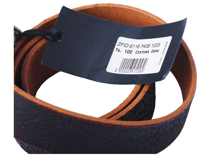 John Richmond Richmond Gürtel aus braunem Distressed-Leder mit Kreuzschließe Schwarz - Ansicht 6