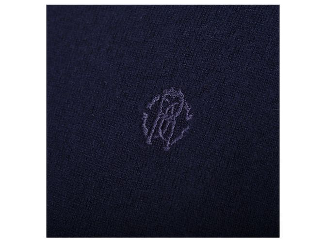 Klassischer V-Ausschnitt Wollpullover mit Roberto Cavalli Logo Blau - Ansicht 5