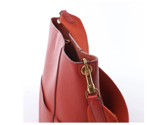 Céline CELINE Borsa a secchiello Seau Sangle in pelle rossa Grigio - vista 4
